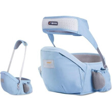 Ecent Ergonomische Babytrage für den Bauch – Hüftsitz mit Sicherheitsgurt – Hellblau