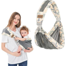 Babytrage, verstellbare und multifunktionale Babytrage, Seitentrage für Babys von 0 bis 36 Monaten, bis 20 kg - Grau