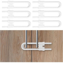 Childproof Cabinet Safety Locks, 6-Piece Baby Cabinet Locks - U-Shaped Child Safety Door Locks.