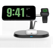 Chargeur sans fil 3 en 1 - Compatible avec iPhone 15/14/13/12 - Charge rapide - Noir - Magnétique