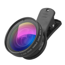 Kit d'objectifs 2 en 1 à clipser pour téléphones portables : objectif super grand angle et macro 045X Label