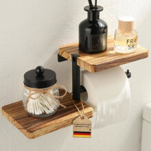 Wall-Mounted Toilet Paper Holder - AIMOONSA - Double Shelf - Metal - Rustic Style - Screw-on Installation