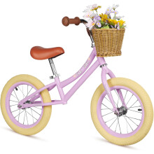 (Purple) 14-Zoll-Laufrad mit abnehmbarem Korb für Kinder, leichtes, höhenverstellbares mit Rahmen aus Kohlenstoffstahl und Luftreifen aus Gummi