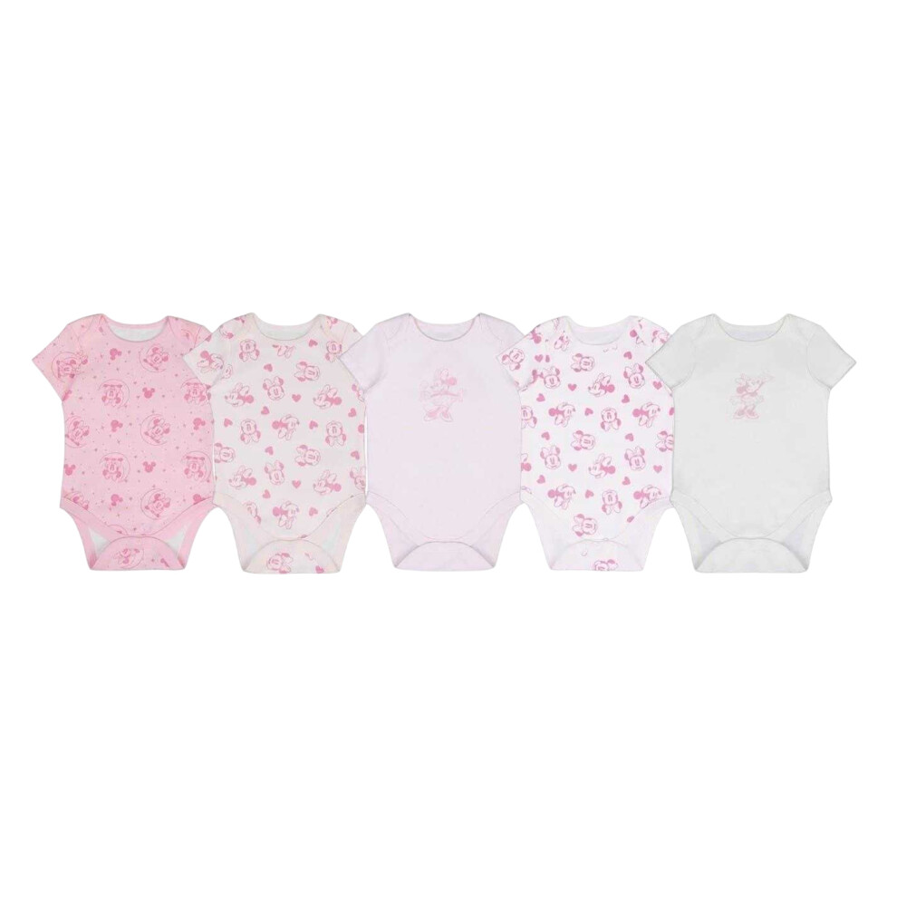 Disney (18-24 Months, Pink) Baby Minnie Mouse Bodysuit (Pack Of 5)
