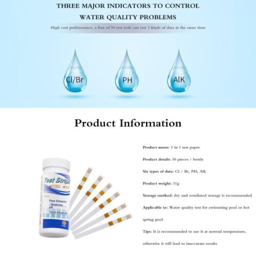 Durable, high-sensitivity 3-in-1 spa pH test strips for industrial drinking water 2
