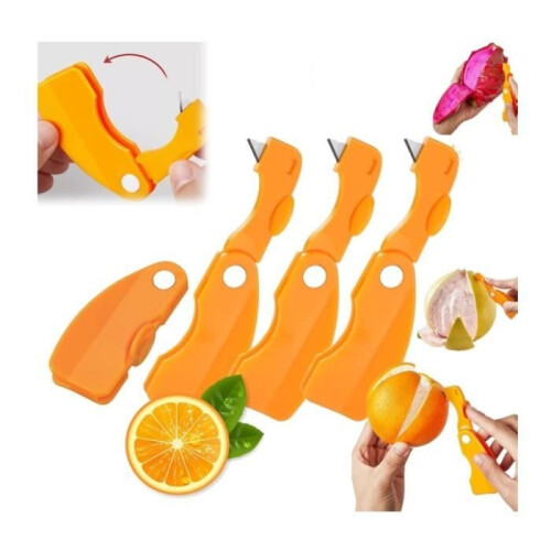 3-Piece Multifunctional Folding Peeler Set, 3-in-1 Orange Peeler, Creative Kitchen Tool with Sharp Blade, Peeling