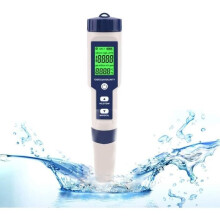 Elektronische pH-meter, 5-in-1 draagbare pH-tester, waterkwaliteitsmeter, temperatuurmeter, pH, EC, zout, TDS