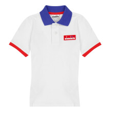 (13 Years, White/Blue/Red) Diadora Childrens/Kids Logo Collared Polo Shirt