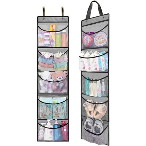 Set of 2 hanging shelves, storage cabinet organizer, hanging organizer, gray