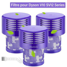3-Piece Filter Set for Dyson V10 and SV12 Cyclone V10 and SV12 Series Vacuum Cleaners, Compatible with Dyson V10 Absolute/Animal/Total