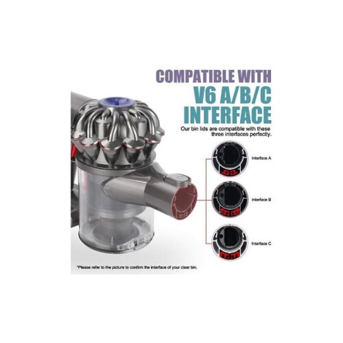 Largeight Bin Lid - For Dyson V6 - Transparent - Compatible with DC58 DC59 DC62 DC72 DC74 2