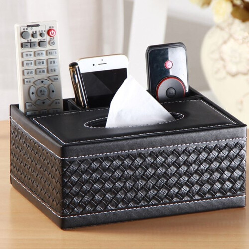 Tissue Box - ZULBCEO - Rectangular - PU Leather - 23.5 x 15 x 9.5 cm - Black/White 1
