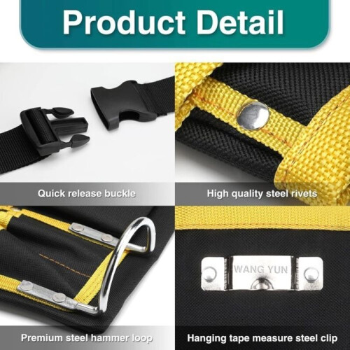 Tool Belt - LARGEIGHT - 11 Pockets - Waterproof - Adjustable - Oxford Fabric 1