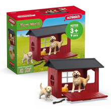 Schleich Farm World - 6pc Toy Dog Kennel Play Set with Golden Retrievers for Kids.Farm Animal Toys for Boys and Girls.Play for Children Ages 3+ 42722