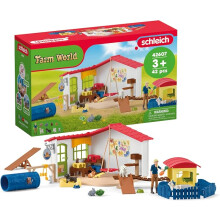 Schleich Farm World-54PC Baby Animal Hotel Playset with Cute Pets,Caretaker and Movable Accessories-Realistic Animal Figurine Play Set,Ages 3+|42607
