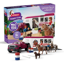 Schleich Horse Club - 119 PC Lakeside Truck and Trailer Playset With 2 Horse Figurines, 2 Poseable Rider Figures and Accessories - Ages 5+ | 42705