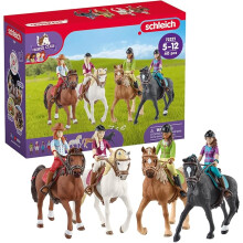 Schleich Horse Club - Complete 40PC Horse Club Rider Playset - Hannah, Sofia, Lisa and Sarah Poseable Rider Figures with Horses, Ages 5+ | 72221
