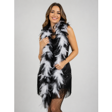 Black White Feather Boa 45g 2m Flapper 1920s Gatsby Fancy Dress