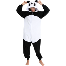 Damen Schlafanzug Jumpsuit Kigurumi Onesie Panda Bequem Schwarz-Weiß XL — tierkostüm damen, faschingskostüm panda