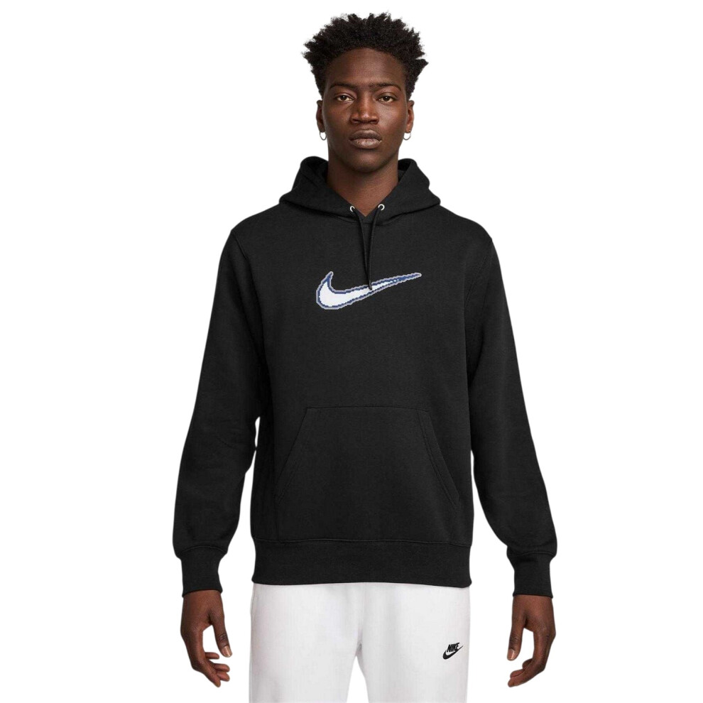 Nike (S, Black) Mens Club Swoosh Fleece Hoodie