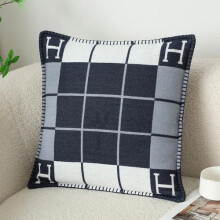 (Striped Navy, 65*65 Pillow Cover) NEW Cashmere Throw Pillow Cover Wool Plaid Soft Warm Shawl Sofa Bedding Cushion.