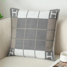 (Striped Grey, 65*65 Pillow Cover) NEW Cashmere Throw Pillow Cover Wool Plaid Soft Warm Shawl Sofa Bedding Cushion.