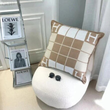 (Striped Khaki, 65*65 Pillow Cover) NEW Cashmere Throw Pillow Cover Wool Plaid Soft Warm Shawl Sofa Bedding Cushion.