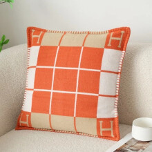(Striped Orange, 65*65 Pillow Coverr) NEW Cashmere Throw Pillow Cover Wool Plaid Soft Warm Shawl Sofa Bedding Cushion.