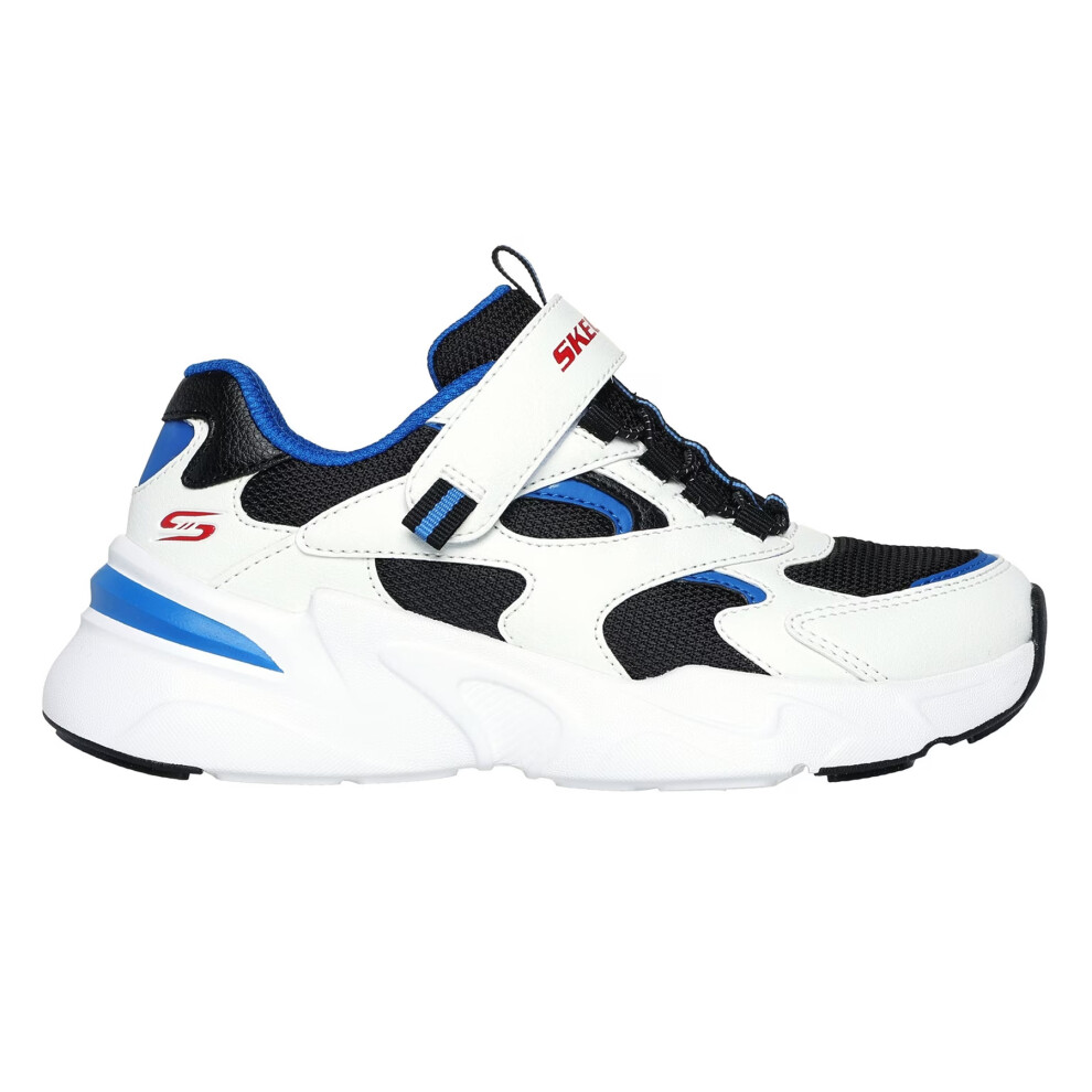 Skechers (13.5 Uk Child, White/Black/Blue) Childrens/Kids Bobsbamina Mesh Trainers