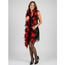 Black Red Feather Boa 45g 2m Flapper Cabaret Burlesque Fa