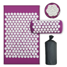 3-teiliges Yoga-Kissen mit lila Lotusblume, Akupressur-Fußmassagegerät, Applikator, Pilates-Matte