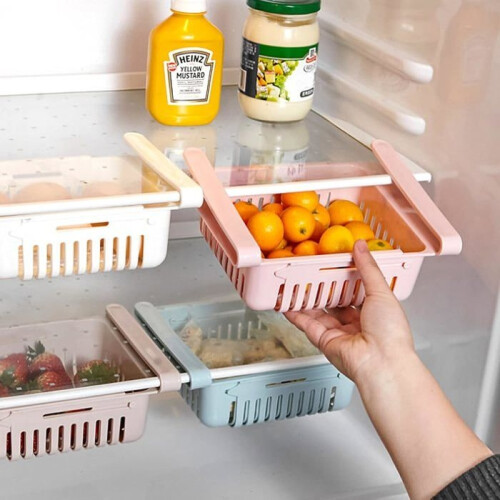 4-Piece Refrigerator Drawer Organizer Set, Easy to Store - Retractable with Refrigerator Storage Box