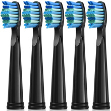 5-piece electric toothbrush heads compatible with Fairywill, medium-soft bristle replacement (black)