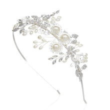 Handgefertigte, perlenbesetzte Brautstirnbänder für Damen, silbernes Strass-Haarband, Haarschmuck
