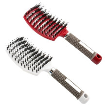 YIKXIULF Boar Bristle Brush - Best for Detangling Thick Hair - Red and White