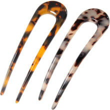 Set of 2 French-style U-shaped hair forks made of cellulose acetate