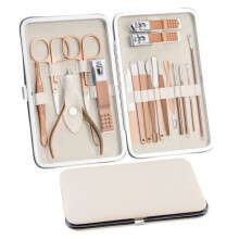 18-piece Manicure and Pedicure Kit, Manicure Set for Women and Men, Foot Pedicure Kit, Stainless Steel Nail Clipper (Rose Gold)