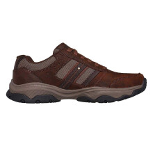 (10.5 UK, Dark Brown) Skechers Mens Leather Round Toe Flat Walking Shoes