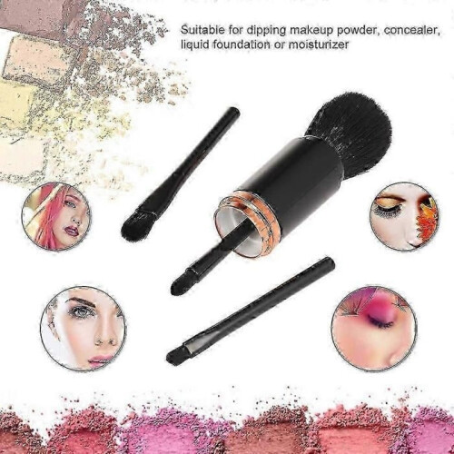 4-in-1 Portable Makeup Brush Set, Retractable Design, Black 2