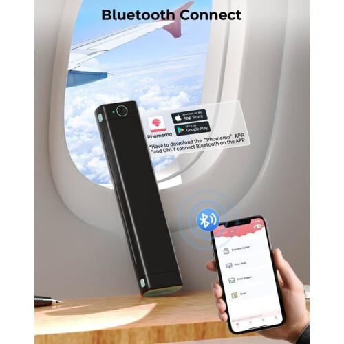 M08F Portable Printer, Compact Thermal Inkless Printer, Bluetooth Compatible with Smartphones, USB Compatible with Tablets/M 1