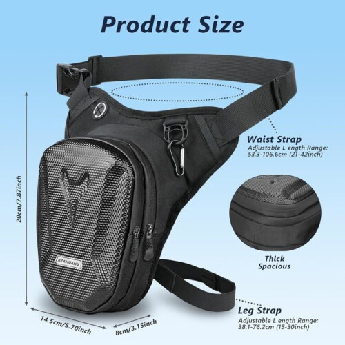 Motorcycle Leg Bag - Tactical - EVA Shell - Waterproof - Leg Strap - Black 1