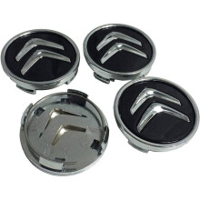 4-Piece Wheel Center Caps for Citroën 60mm C1 C2 C3 C4 C5, Aluminum ABS Wheel Center Caps, Black