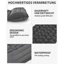 Selbstaufblasende Campingmatratze – Verdickt – 1 Person – Integrierte Fußpumpe – Wasserdicht – Ultraleicht