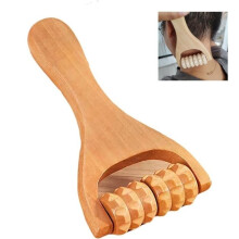 Massagerolle aus Holz, zahnförmig, tragbares Meridian-Massagegerät, geeignet für Rücken- und Körpermassage, 15 x 8 cm
