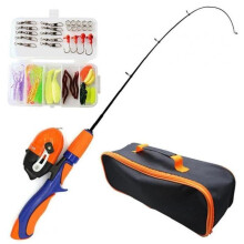 4-teiliges Kinderangelset mit Teleskoprute und Spinnrolle, orange
