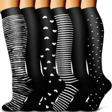 pairs of compression stockings for women and men, colorful compression socks for running and sports, sizes 39-45