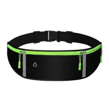 Marsupio sportivo da esterno, riflettente con cinturino elastico regolabile e foro per cuffie (nero)