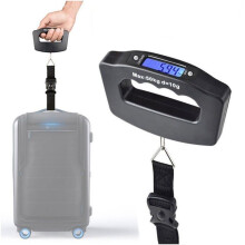 Draagbare digitale bagageweegschaal voor reiskoffers met tarrafunctie, maximaal 50 kg (110 lb), zwart