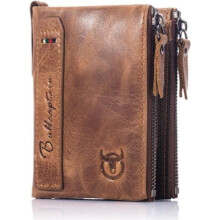 Bullcaptain Wallet Genuine Leather Coin Purse Brown Vintage Retro Design