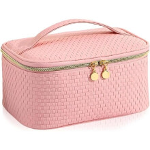 Toiletry bag - Pink - Synthetic leather - Large capacity - Practical compartments - Zipped